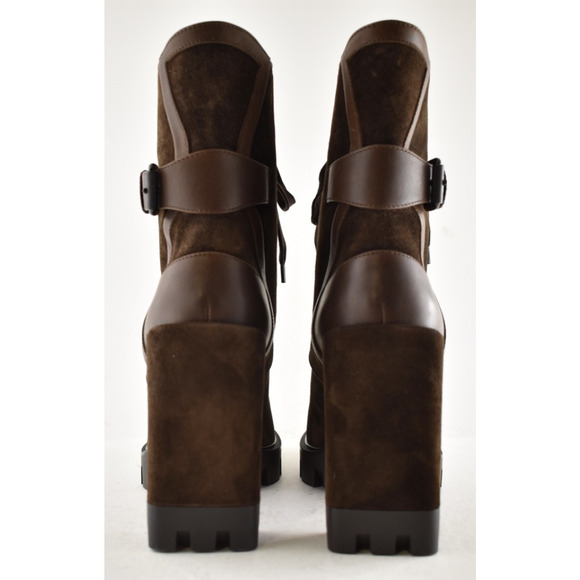 Christian Louboutin Macademia 100 Brown Platform Block Heel Combat Boot 39 - Picture 13 of 14